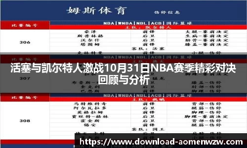 活塞与凯尔特人激战10月31日NBA赛季精彩对决回顾与分析